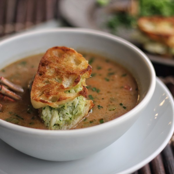 Crab Bisque With Crab Toasts